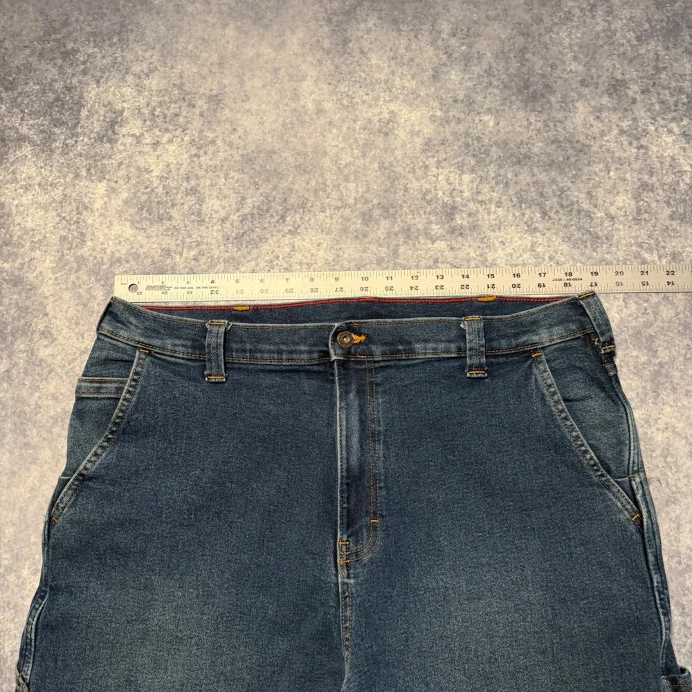 Dickies Mens Double Knee Carpenter Jeans Medium Wash Blue Denim Work Pants 38x32